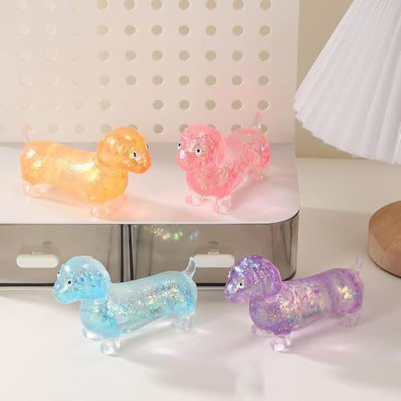 Resin Art Materials - 반짝이 닥스훈트 소프트 스트레치 스퀴즈 가젯