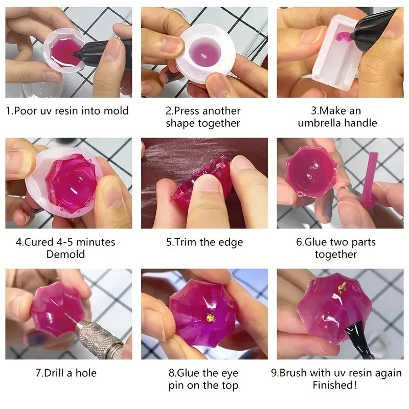 4개 DIY 크리스탈 레진 귀여운 우산 펜던트 실리콘  - Resin Art Guide 리뷰 및 가격